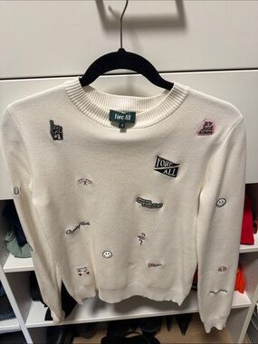 Fore All Cream Embroidered Logo Crewneck Sweater